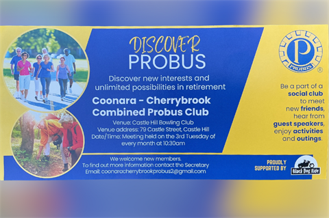Cherrybrook Probus Club pamphlet.